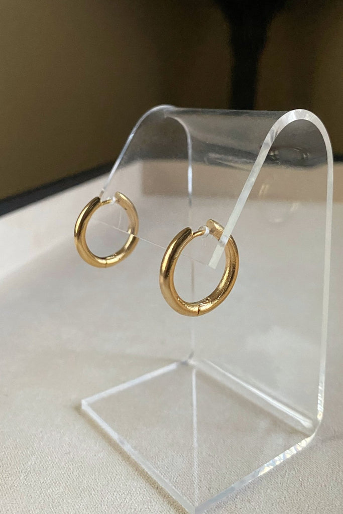 Circle Huggies - Mahnal - Earrings - Contemporary brass heirloom jewelry