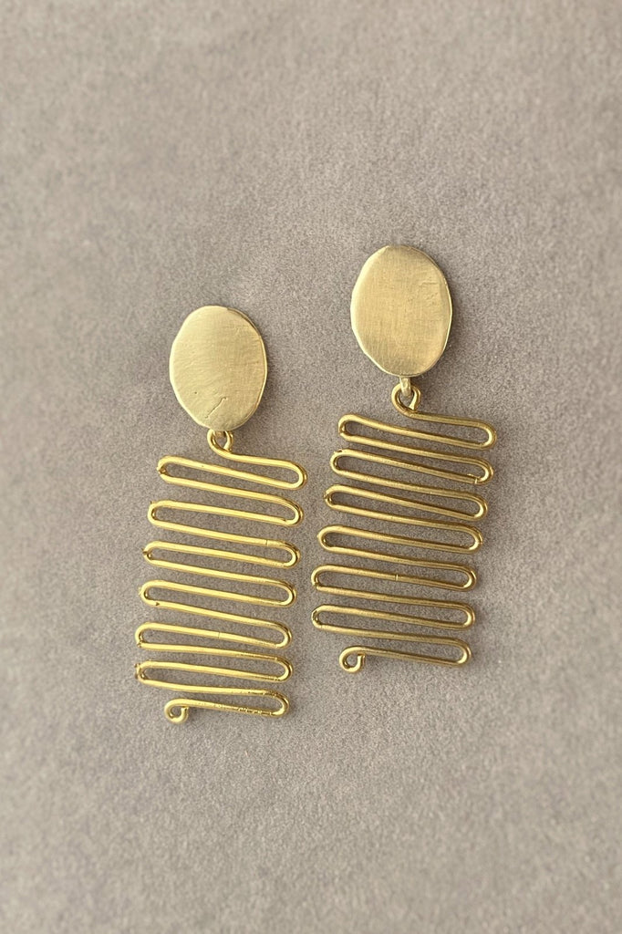 Janan Earrings - Mahnal - Earrings - Contemporary brass heirloom jewelry