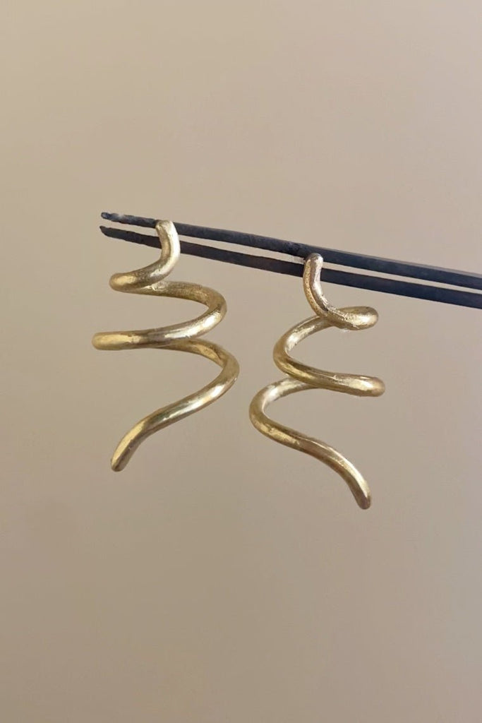 Kundalini Earrings - Mahnal - Earrings - Contemporary brass heirloom jewelry
