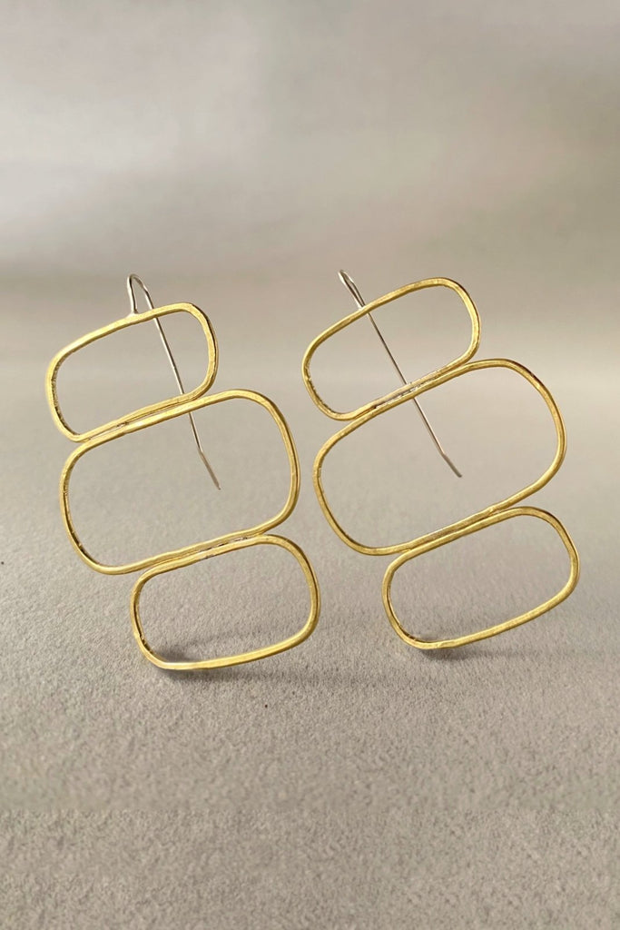 Nasira Earrings - Mahnal - Earrings - Contemporary brass heirloom jewelry