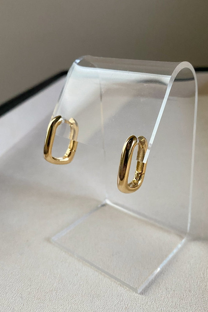 Square Huggies - Mahnal - Earrings - Contemporary brass heirloom jewelry