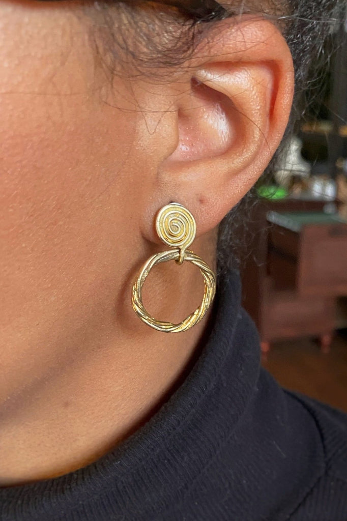 Vine Drop Earrings - Mahnal - Earrings - Contemporary brass heirloom jewelry