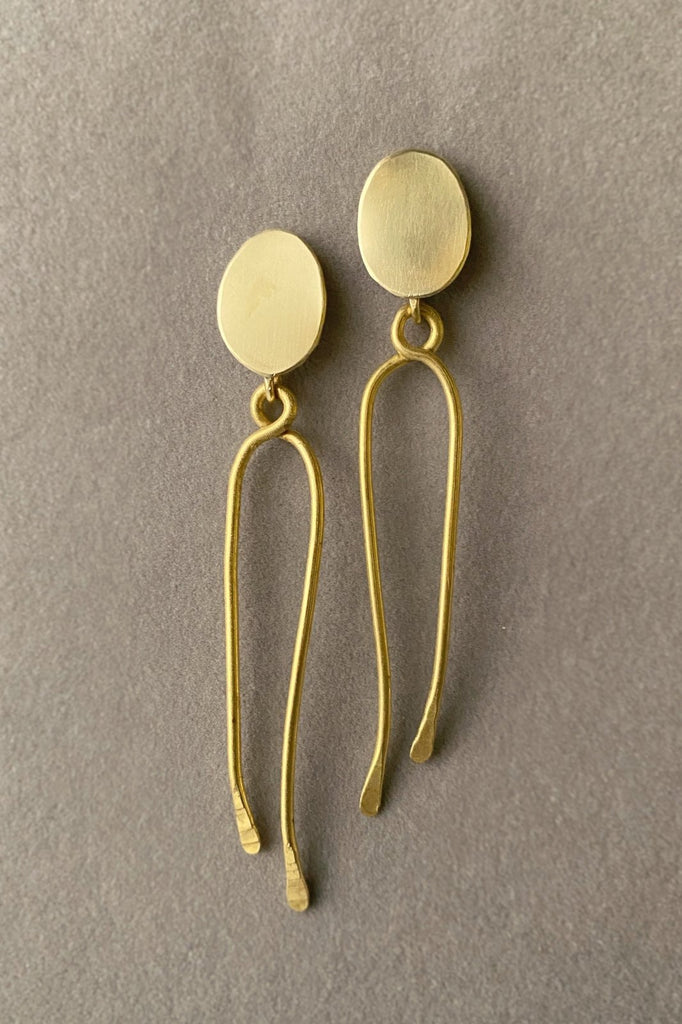 Vuelo Earrings - Mahnal - Earrings - Contemporary brass heirloom jewelry