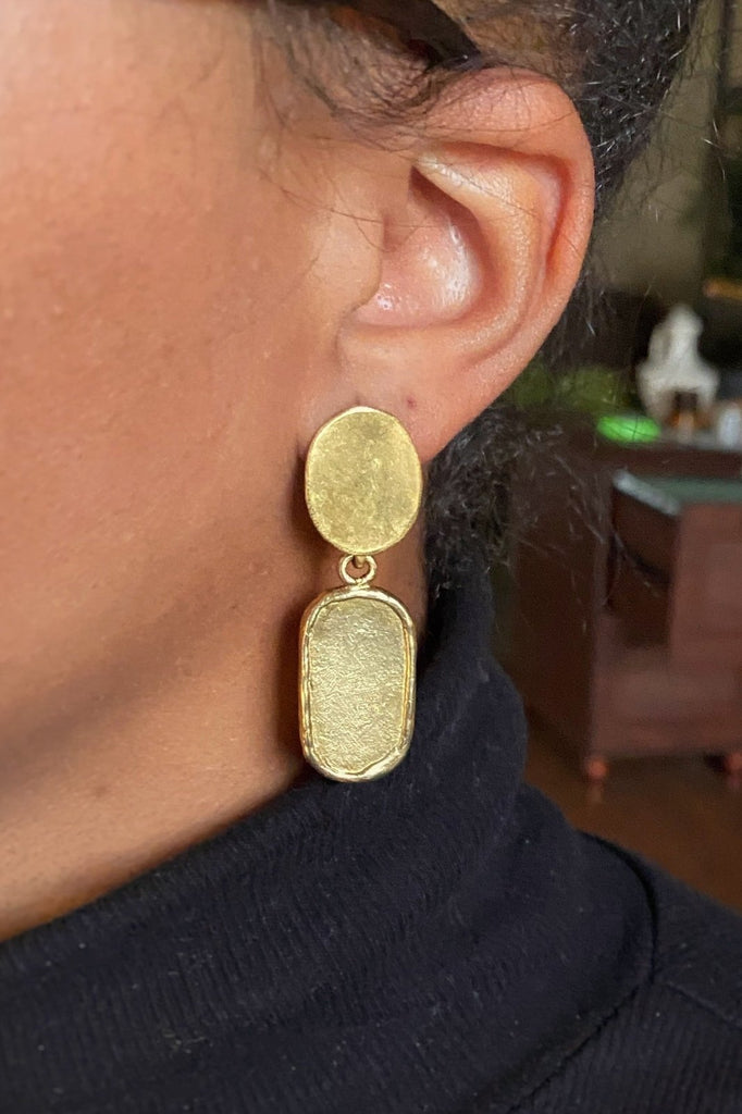 Zahira Earrings - Mahnal - Earrings - Contemporary brass heirloom jewelry