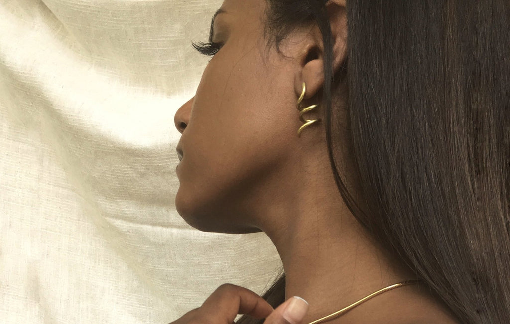 Brass Earrings - Mahnal Contemporary Brass Heirloom Jewelry